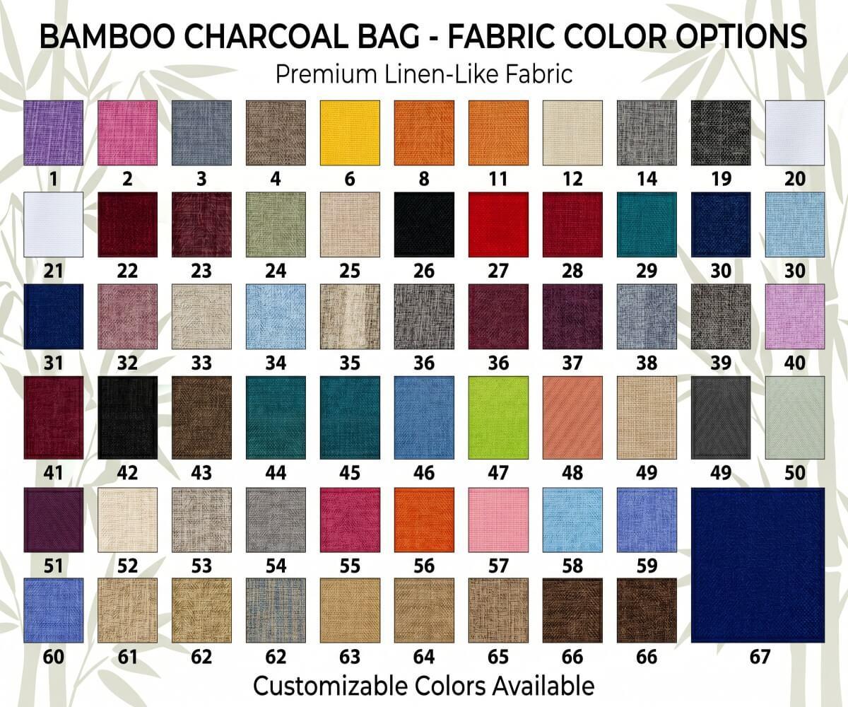 Bamboo charcoal bag fabric color options for custom orders