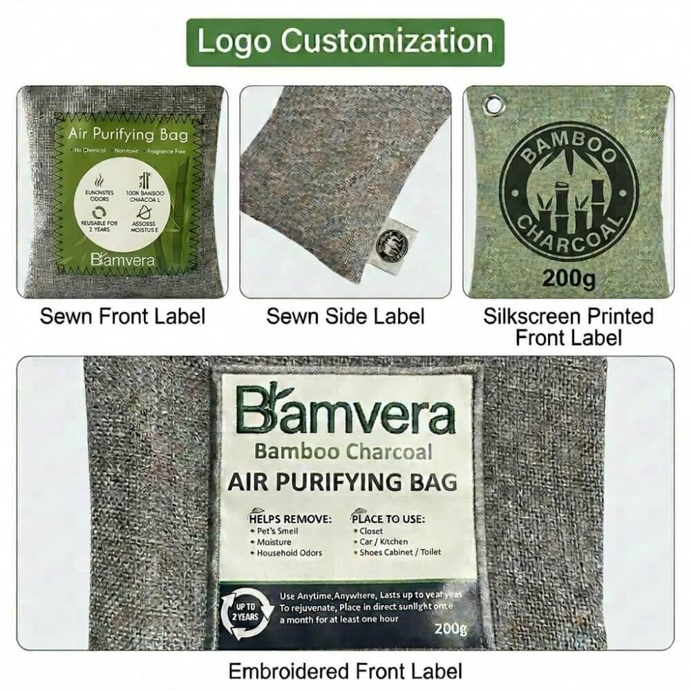 Custom bamboo charcoal bags logo application